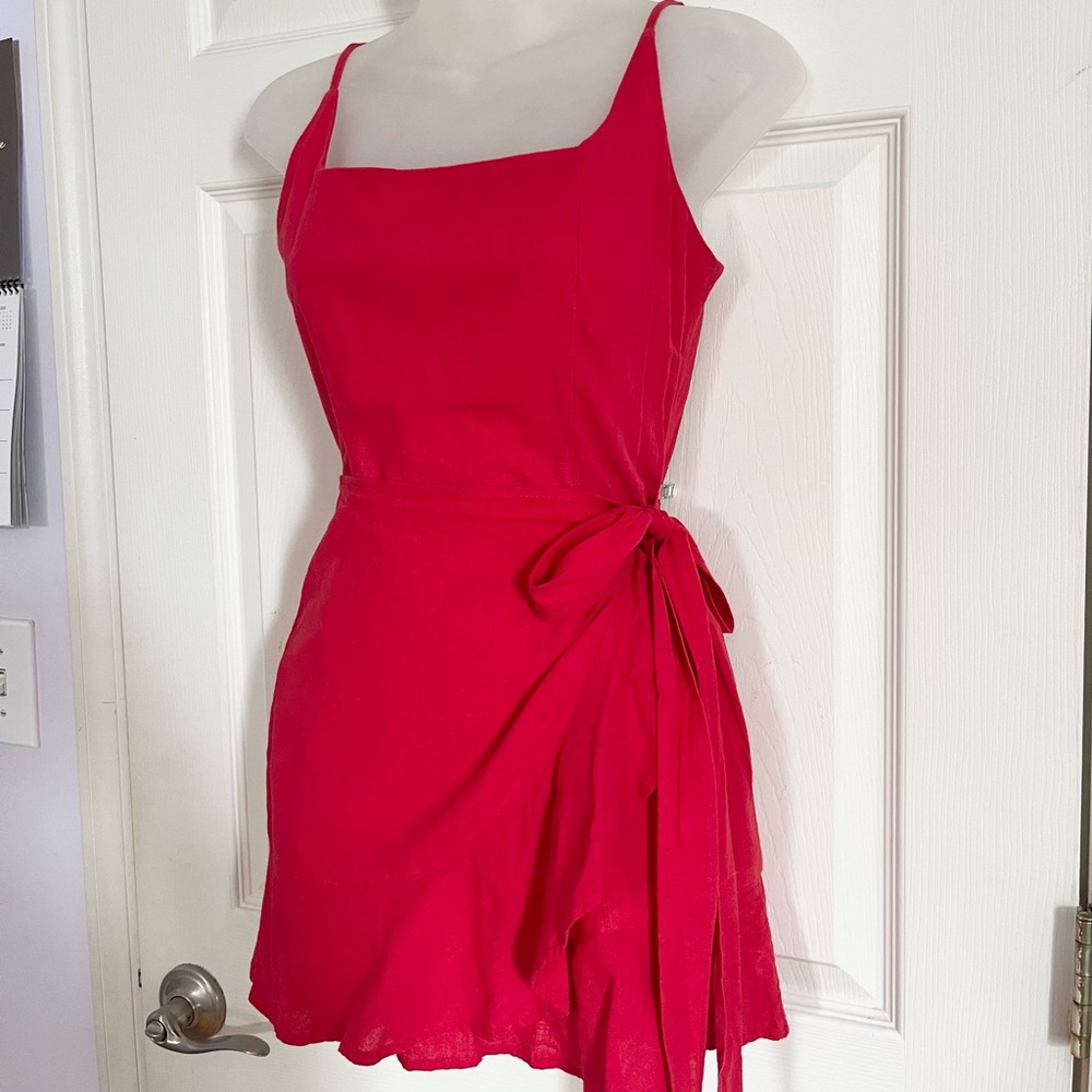 Princess Polly Red Ruffle Wrap Dress - Picture 2 of 3